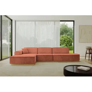 altdecor Ecksofa Samt L-Form 3-Sitzer Apricot