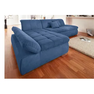 DOMO collection Ecksofa »NMoric XXL, B/T/H: 300/172/80cm, L-Form«, wahlweise mit Bettfunktion und Armlehnverstellung blau