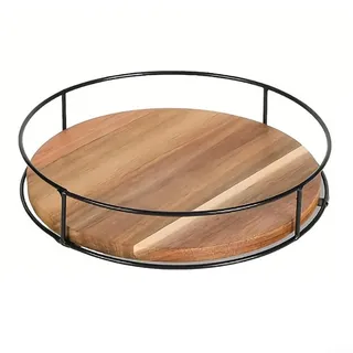 Drehbares Gewürzregal aus Holz für Küche, Arbeitsplatte, 22,9 cm Durchmesser, Tisch-Organizer mit glatter 360°-Drehung