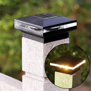 Bonetti 2er Set Solar Zaunbeleuchtung für 9 x 9 cm Standardpfosten, wetterfeste Pfostenkappen mit warm-weißen LEDs für tolle Lichtakzente und Orientierungshilfe