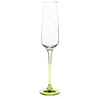 CRISTALICA Sektglas Sektkelch Charisma Schampus Prosecco Champagner 150ml mit grünem Stiel