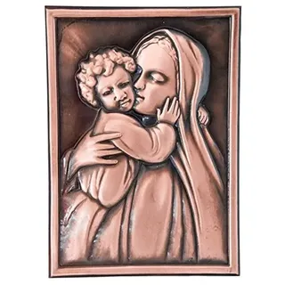 arterameferro Deko-Kupfer-Wand Madonna mit Jesus Kind