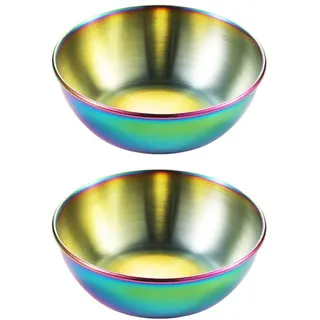 HEMOTON 2 Stücke Runde Edelstahl Schälchen Mini Dipschalen Kleine Servierschalen Dessertschalen Gewürzschalen Backförmchen Dip Schalen Set Saucen Schüssel für Snack Gewürz Weihnachten