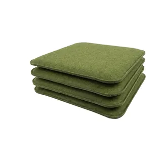 KAMACA Sitzkissen 4er Set 35x35 cm Eckig Moosgrün – Stuhlkissen Filz Gepolstert mit Schaumkern – Sitzpolster Bequem für Stuhl, Esszimmer, Küche, Balkon & Gartenstuhl