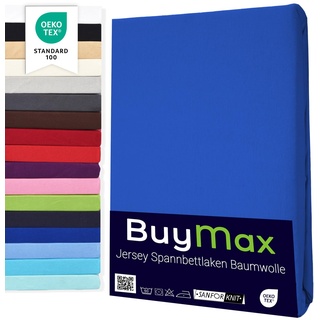 Buymax Spannbettlaken 70x140cm Doppelpack 100% Baumwolle Kinderbett Spannbetttuch Baby Bettlaken Jersey, Matratzenhöhe bis 15 cm, Farbe Dunkelblau