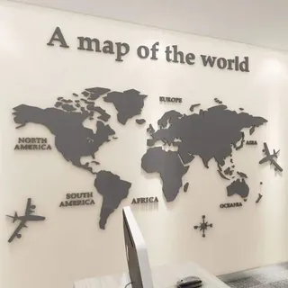 3D DIY Weltkarte Wandaufkleber Kristalldekoration Büro Studie Wohnzimmer Sofa Hintergrund Wandaufkleber Dreidimensionale Wanddekoration Wandbilder Wandsticker Wandtattoo Grey