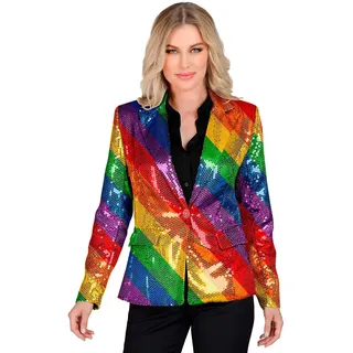 W WIDMANN MILANO Party Fashion - Pailletten Blazer Damen | Funkelndes Jackett mit Glitzer-Look, auffälliges Party-Outfit für Karneval, Festival & Mottoparty