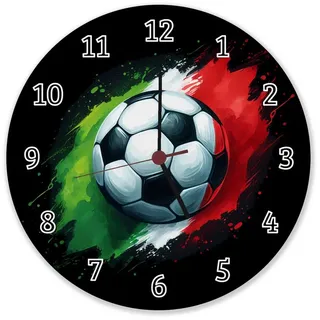 speecheese Wanduhr Fußball Italien Flagge Wanduhr aus Alu 28 cm