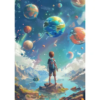 Donari Poster Weltall Kinderzimmer XXL • Weltraum Wandbilder Universe ohne Rahmen Wohnzimmer • Weltraum Deko Bilder (Astronaut und Sternenhimmel, 30x40, Ungerahmt)