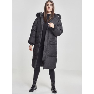 Urban Classics Ladies Oversize Faux Fur Puffer Coat TB2382, color:blk/blk, size:3XL