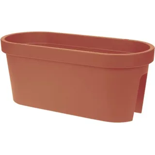 Balkon Blumentopf oval - terracotta / 60 cm - Kunststoff Pflanzkasten zum Einhängen am Geländer - Blumen Pflanz Kasten Topf zum Hängen