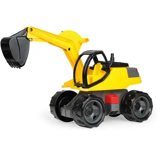 Lena 02141 Starke Riesen Bagger,Giga Trucks Sandbagger ca.80 cm groß, Stabiler 360 Grad Schaufelbagger, XXLBaufahrzeug mit funktionierender Schaufel, hohe Tragkraft, für Kinder ab 3Jahre, Weiß/Gelb