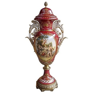 Casa Padrino Dekoobjekt Luxus Barock Porzellan Vase mit Deckel H. 128 cm - Limited Edition