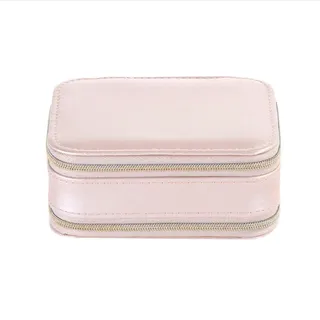 Belons Kleine Reise Schmuckkästchen, PU Leder Schmuckschatulle Ringe Ohrringe Halskette Schmuck Aufbewahrungsbox Schmuckkoffer Schmuckbox mit Reißverschlüssen Spiegel, Rosa