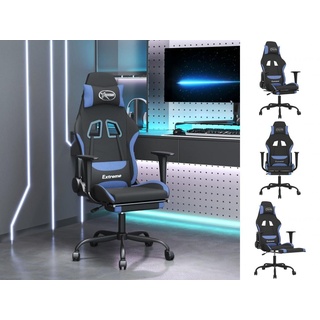 vidaXL Bürostuhl Gaming-Stuhl mit Fußstütze Drehbar Schwarz und Blau Stoff Gamingstuhl blau