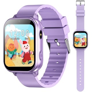 PTHTECHUS Smart Watch für Kinder, Kinderuhr mit Fotoapparat, MP3-Player, Lernen und Spielen, Kindergeschenk für 3-12 Jahre alte Jungen und Mädchen, Lila
