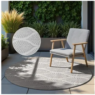 HANSE Home Outdoorteppich Liora Wendeteppich, rund, Höhe: 5 mm, In und Outdoor, Flachgewebe, wetterfest, pflegeleicht, robust grau|weiß