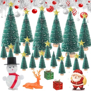 28 Stück Weihnachtsbaum Mini Künstlich,Künstlicher Weihnachtsbaum,Mini Weihnachtsbaum,Weihnachtsbaum Miniatur Deko,Weihnachtsbaum mit Schnee Klein,Weihnachtsbaum Tischdeko