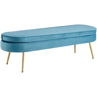 SalesFever Sitzpouf oval Samt 142 x 41 x 45 cm Blau/Gold