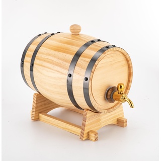 3L Holzfass Faß Wein Kiefer Vintage Holz Eichenholz Weinfass für Bier Whisky Rum Port, Kieferfässern