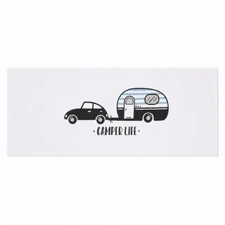BOLTZE Tischläufer Camper Life Tischläufer aus Baumwolle – 140 x 40 cm, Schwarz/Weiß (1-tlg), Baumwolle 100% weiß