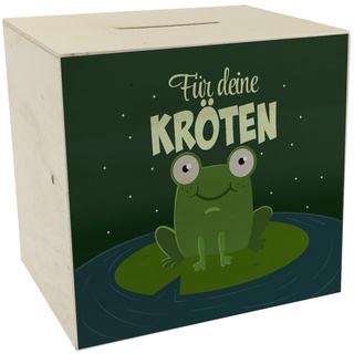 Spardose aus Holz für Kinder mit niedlichem Frosch und Spruch - Für Deine Kröten perfekt geeignet als erste Spardose aus Holz für Kinder die Taschengeld bekommen als schönes