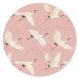 MuchoWow Fußmatte Rund Modern - Kraniche - Rosa, Rechteckig, Schmutzfangmatte, Teppich, Türmatte 90x90 cm rosa 90 cm x 90 cm