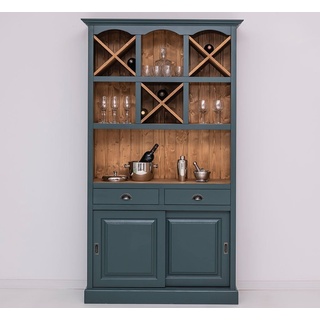 Massivholzmoebel-Becker Buffet Weinschrank- und Buffetschrank aus Massivholz blau