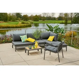 Sunfun Loungemöbel-Set Solo Rope  (5 -tlg., Aluminium/Polyrattan/Olefin, Night-Grey)
