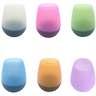 CAMEIRGOU Silikon-Weingläser, 6pcs Unzerbrechliche Gummi-Weingläser Für Camping Im Freien Bruchsichere Stammlose Wein- Und Cocktailglas-Geschirrspüler Rainbow Silicone Cup Für Party-Picknick-Strand
