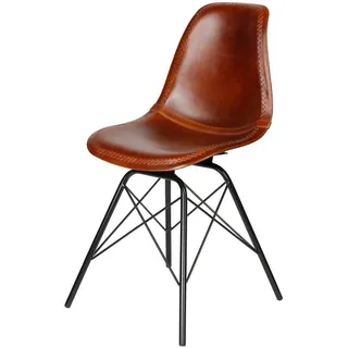 Casa Moro Esszimmerstuhl Lederstuhl Braun Schalenstuhl Esszimmer (Schicke Lederstühle Esstuhl in Mid-Century Industrial Look), Echtleder Stuhl. 1er, 2er, 4er & 6er Set Esszimmerstühle braun