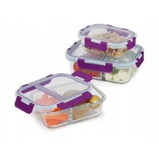 ERNESTO® Frischhaltedosen-Set, 3-teilig, grün/lila (lila) - - Grün/Lila