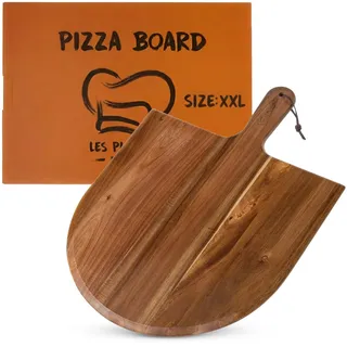 Pizzaschieber Holz 40,5 × 54,6 cm – Handgemachtes Pizzabrett & Pizzaschaufel aus Akazienholz | Servierbrett für Pizza, Flammkuchen & Brot | Les Plaisirs du Chef (XX-Large)