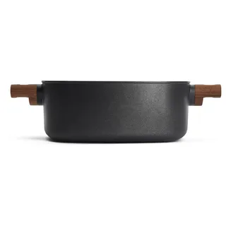 Woll Eco Logic QXR Kasserolle, viereckig mit 2 Holz-Seitengriffen - Induktiv -, 28 cm x 28 cm, 11 cm hoch - Geeignet für alle Herdarten, PFAS-frei, Antihaft-Versiegelung, Aluminiumguss, backofenfest