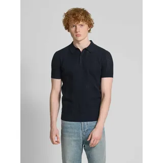 Poloshirt mit kurzer Knopfleiste, Dunkelblau, M