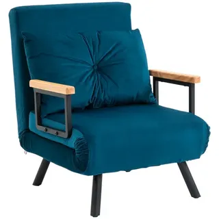 Homcom Schlafsessel mit Schlaffunktion Polyester 73 x 81 x 63 cm Blau mit Kissen