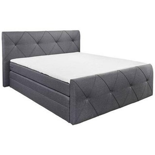 Mid.you Boxspringbett, Anthrazit, Textil, Holzwerkstoff, H2, 7,7-Zonen, Höhe ca. 16 cm, 180x200 cm, Bettkasten, gepolstertes Kopfteil, Federkernmatratze, Topper durchgehend, Schlafzimmer, Betten, Doppelbetten