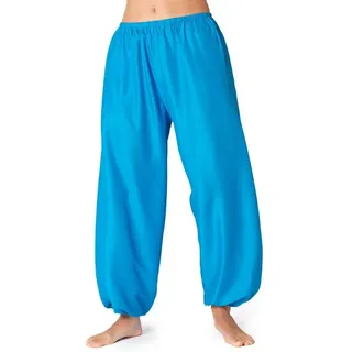 PANASIAM Haremshose Haremshose einfarbig aus feiner Viskose bequeme Muckhose Relaxhose Unisex für Damen und Herren leichte Sommerhose Freizeithose Pumphose blau M