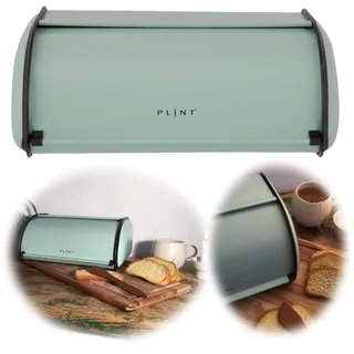 LS-LebenStil Vintage Brotkasten Leaf Grün 34cm Metall Retro Brotbox mit Roll-Deckel Aufbewahrungskorb Lüftungslöcher Aufbewahrungsbox Nostalgie Brotkorb zum Frischhalten