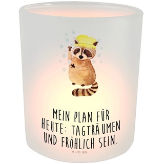 Mr. & Mrs. Panda Windlicht Waschbär - Transparent - Geschenk, Teelichter, Kerzenglas, waschen, K (1 St), Gemütlich