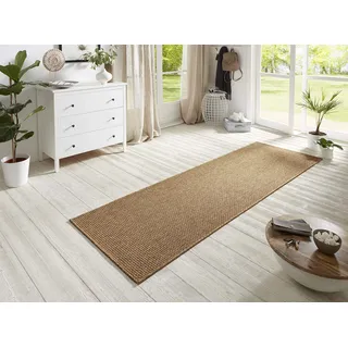 HANSE HOME BT Carpet Nature Läufer In- – Schlingen Küchenläufer rutschfest Flachgewebe Kurzflor Woll-Optik Fineloop Küchenteppich für Flur, Küche, Garten, Terrasse, Badezimmer – Braun, 80x500cm