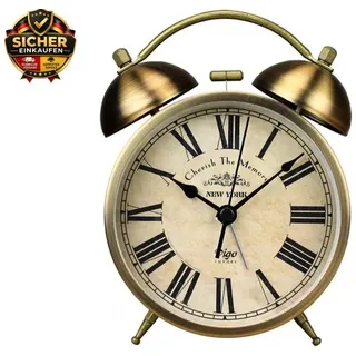 Goldene Tischuhr aus Metall, Retro, Vintage, nicht tickend, kleiner Wecker,