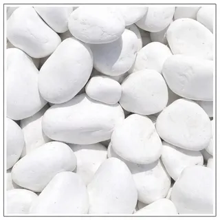 V-PREMIUM SOLUTION Weiße Kieselsteine 2 kg – Schneeweiße Dekosteine für Gartendeko, Wege, Blumentöpfe & Innenbereich – 3-6 cm – Thassos