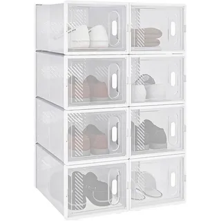 Woltu Schuhregal 25 x 19 x 35 cm transparent, stapelbar / weiß