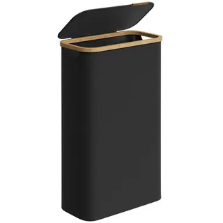 Songmics Wäschesammler 65 L mit Deckel 42 x 22,5 x 70,5 cm tintenschwarz