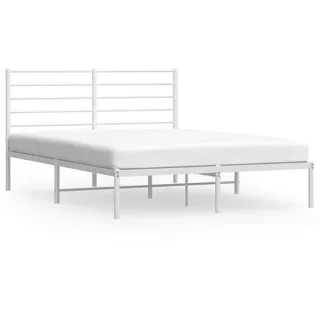 vidaXL Bettgestell mit Kopfteil Metall Weiß 120x200 cm