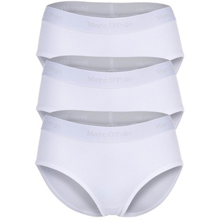 Marc O Polo Damen Panties, 3er Pack - Logobund, Organic Cotton Stretch, Basic Weiß XS