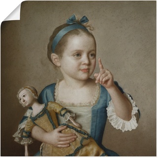 Wandbild ARTLAND "Mädchen mit Puppe." Bilder Gr. B/H: 40 cm x 40 cm, Poster, bunt Bild Poster Bilder als Alubild, Leinwandbild, Wandaufkleber oder in versch. Größen