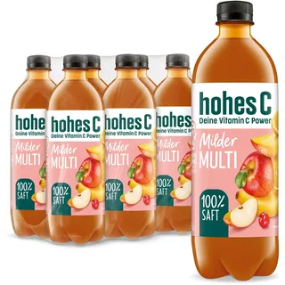 hohes C Milder Multivitamin (6 x 0,5l), 100% Saft, Apfel, Orange, Acerola, Mango, 7 Vitamine, ohne Zuckerzusatz laut Gesetz, weniger Säure, vegan