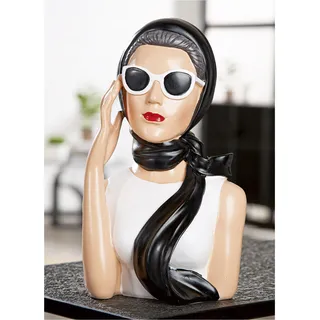 Gilde Dekofigur Frau Lady Audrey Kunstharz schwarz weiß 27,5 cm